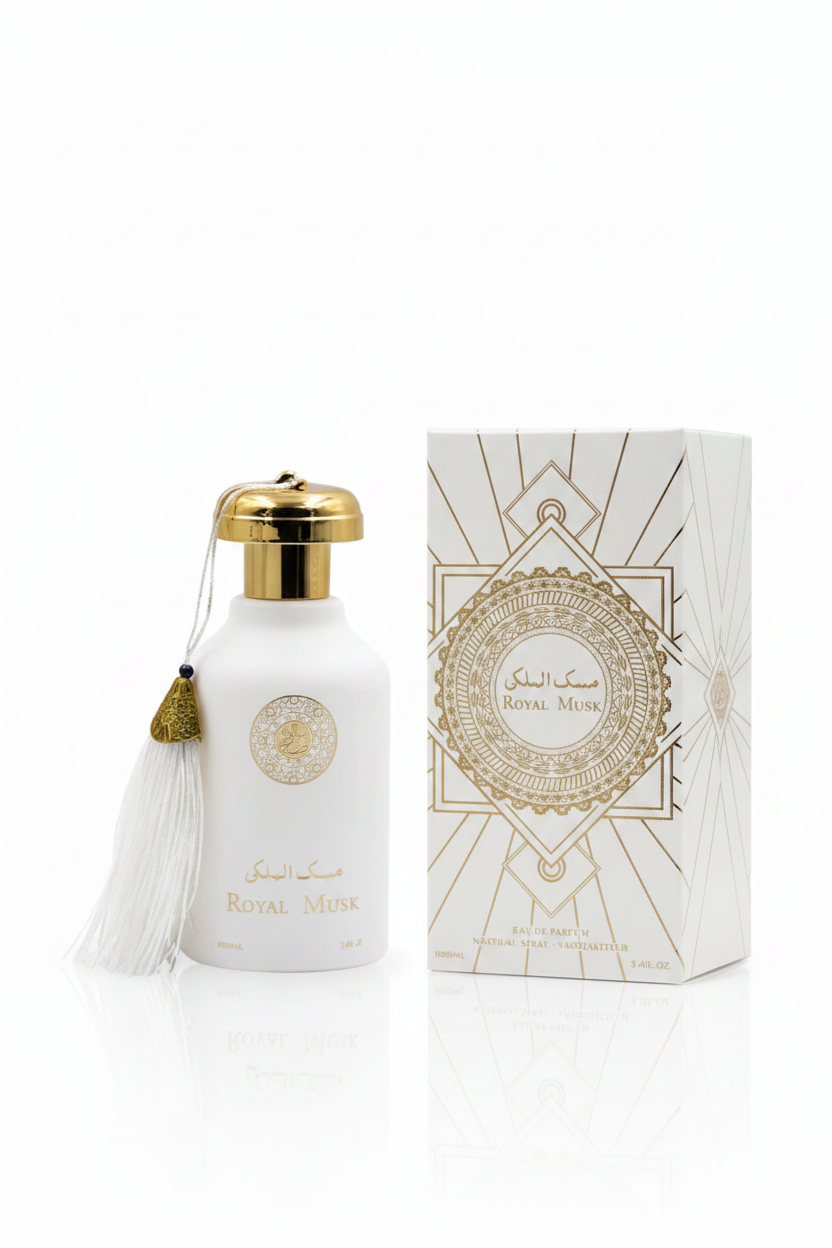 Royal Musk - Bottiglia e Scatola Sfondo Bianco